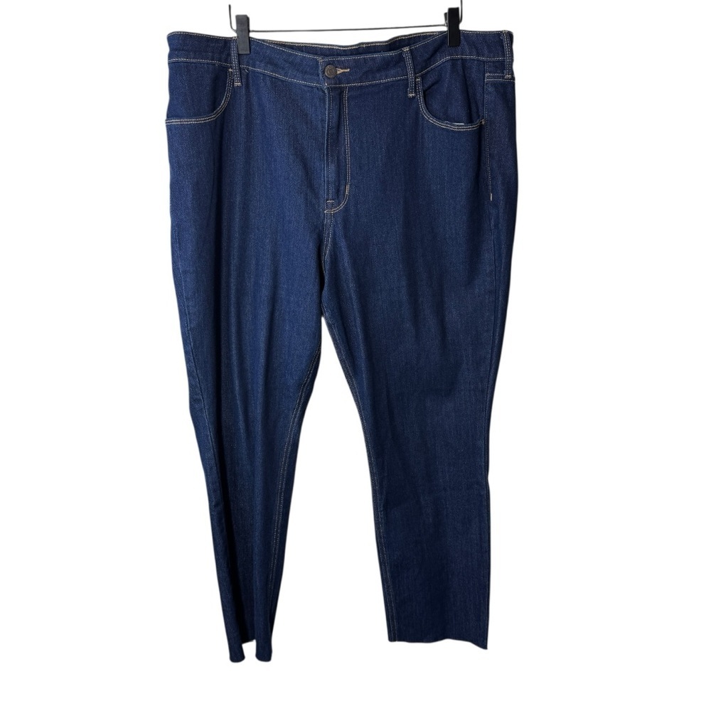 Old Navy High Rise Straight Jeans Dark Wash Raw Hem Size 18 Short